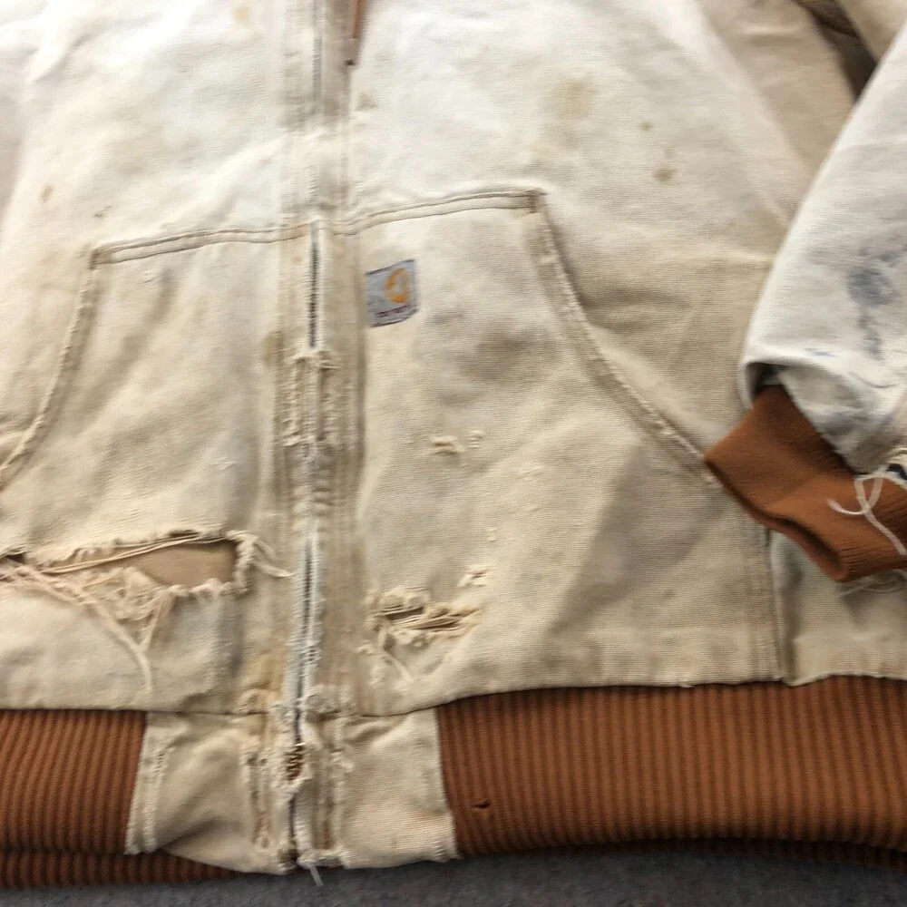 Vintage Carhartt Jacket Mens XL J140 BRN Canvas Worn Distresed Faded Thrashed